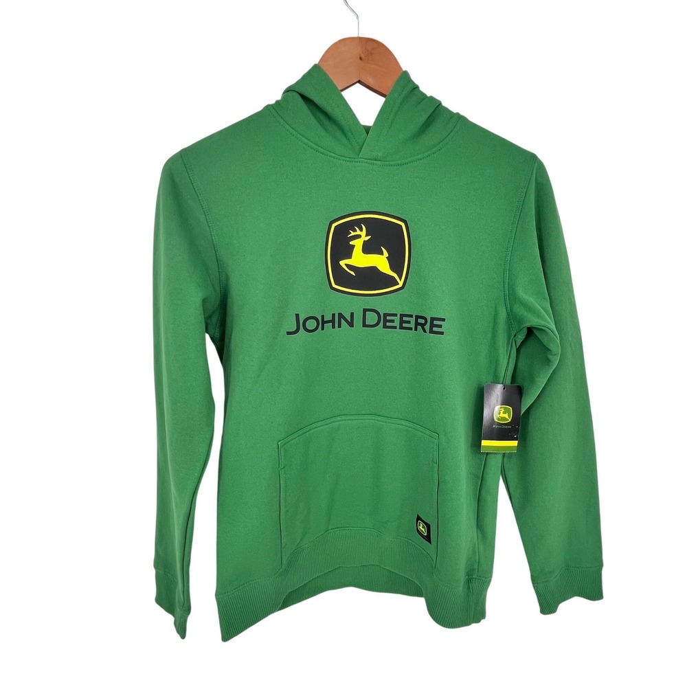John Deere Hoodie Kids XL 14/16 Green Graphic Logo Fleece Pullover Farmcore